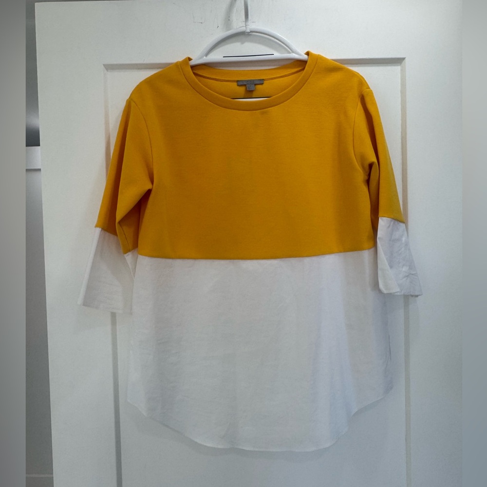 COS Colorblock Yellow and White Top. Polyester/Cotton/Spandex. New. Size S